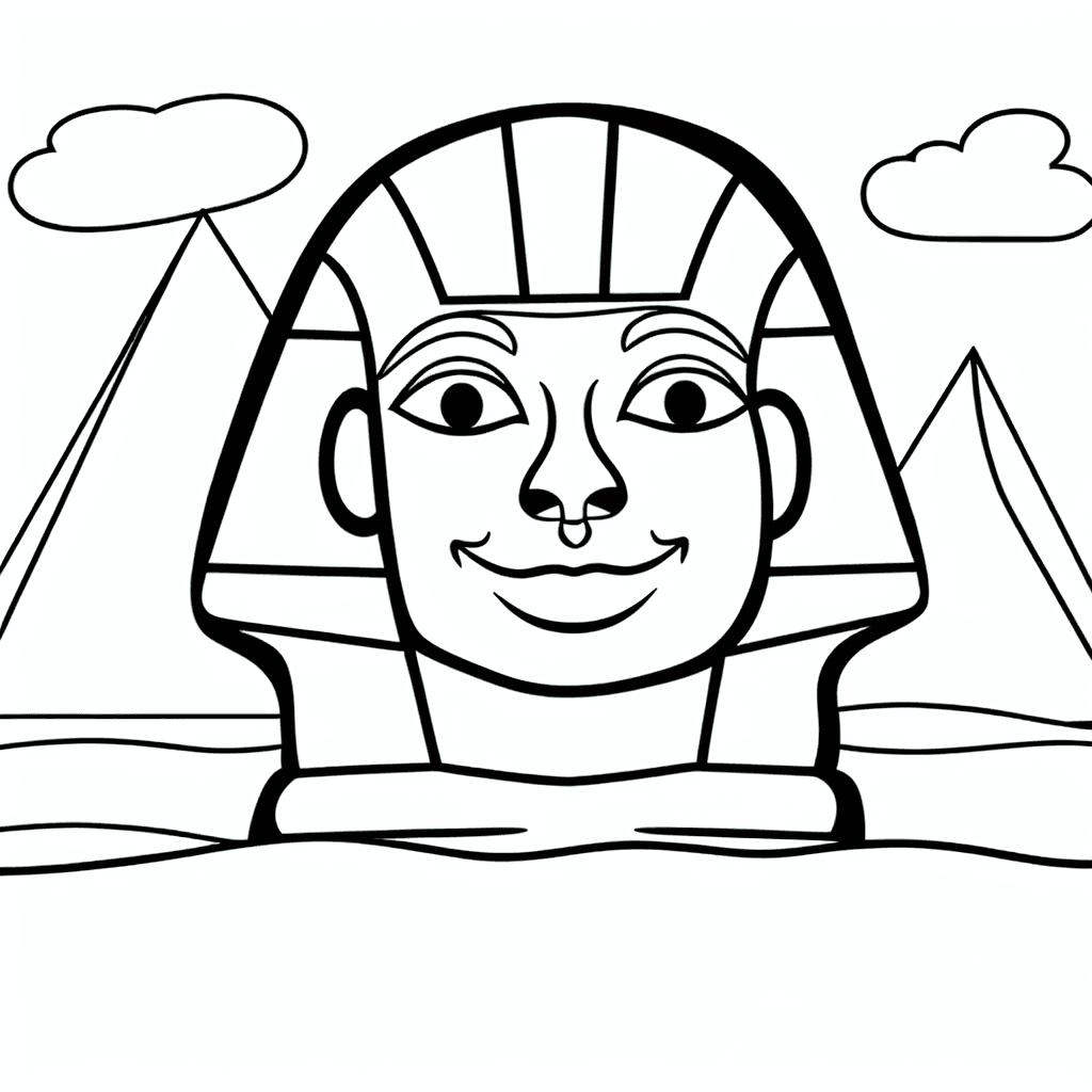 Sphinx Coloring Page with Pyramids