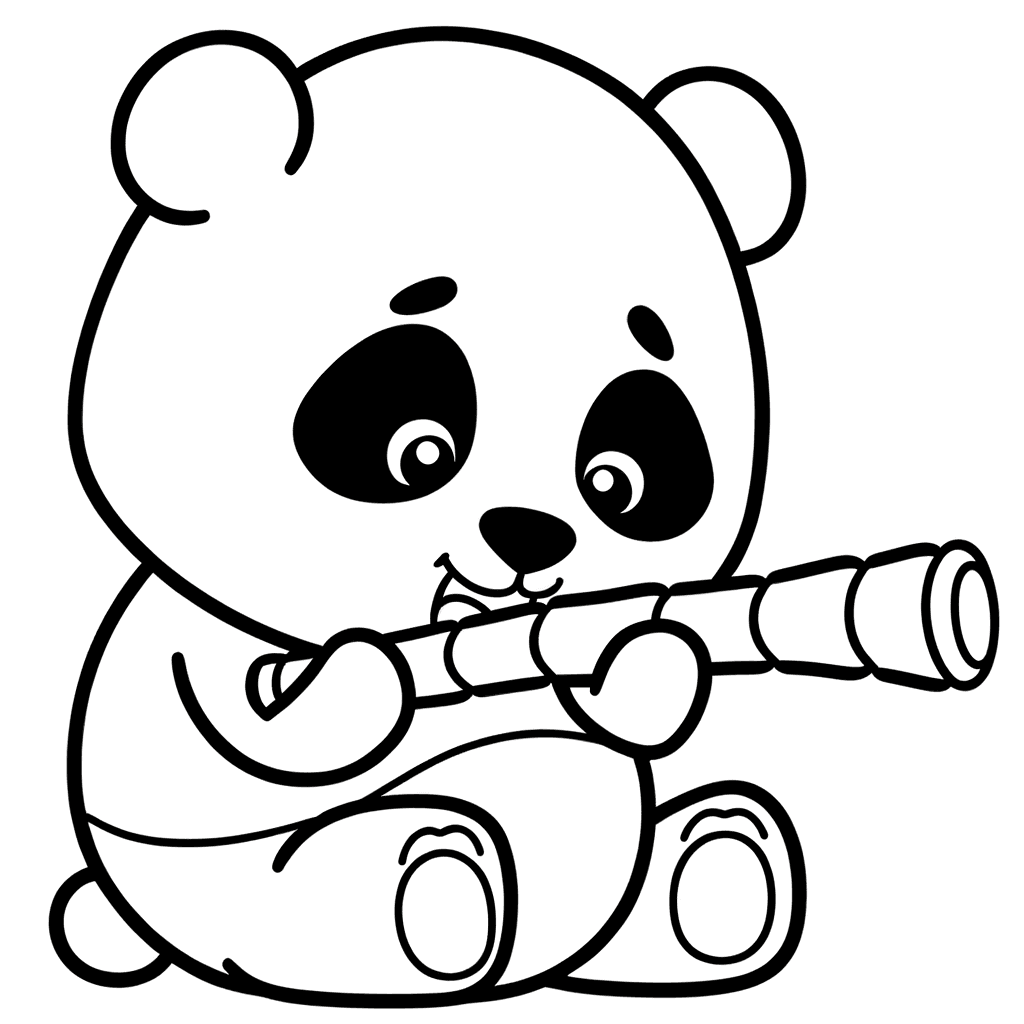 Süßer Chibi Panda mit Bambus Ausmalbild