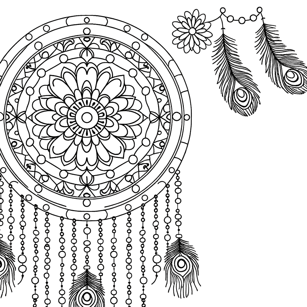 Mandala Traumfänger Ausmalbild für Erwachsene & Teenager