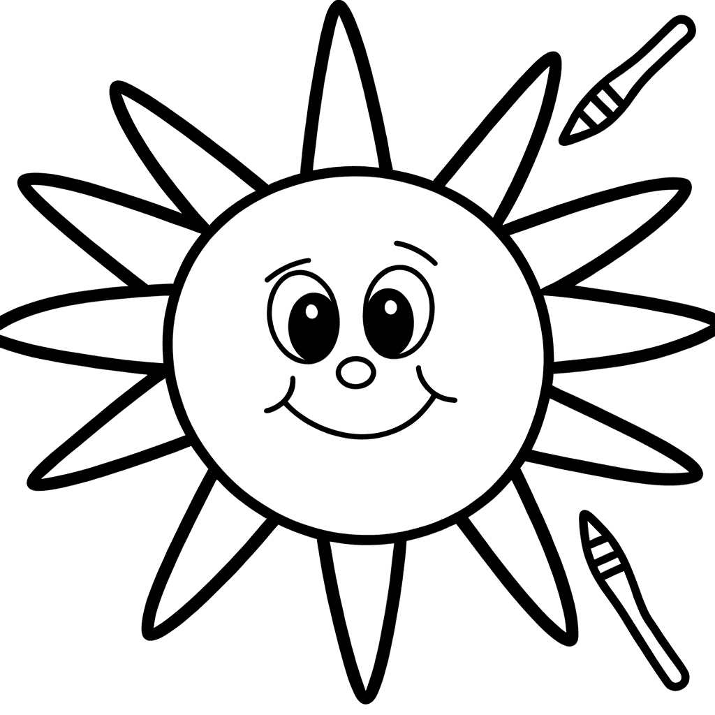 Lachende Sonne Ausmalbild für Kleinkinder