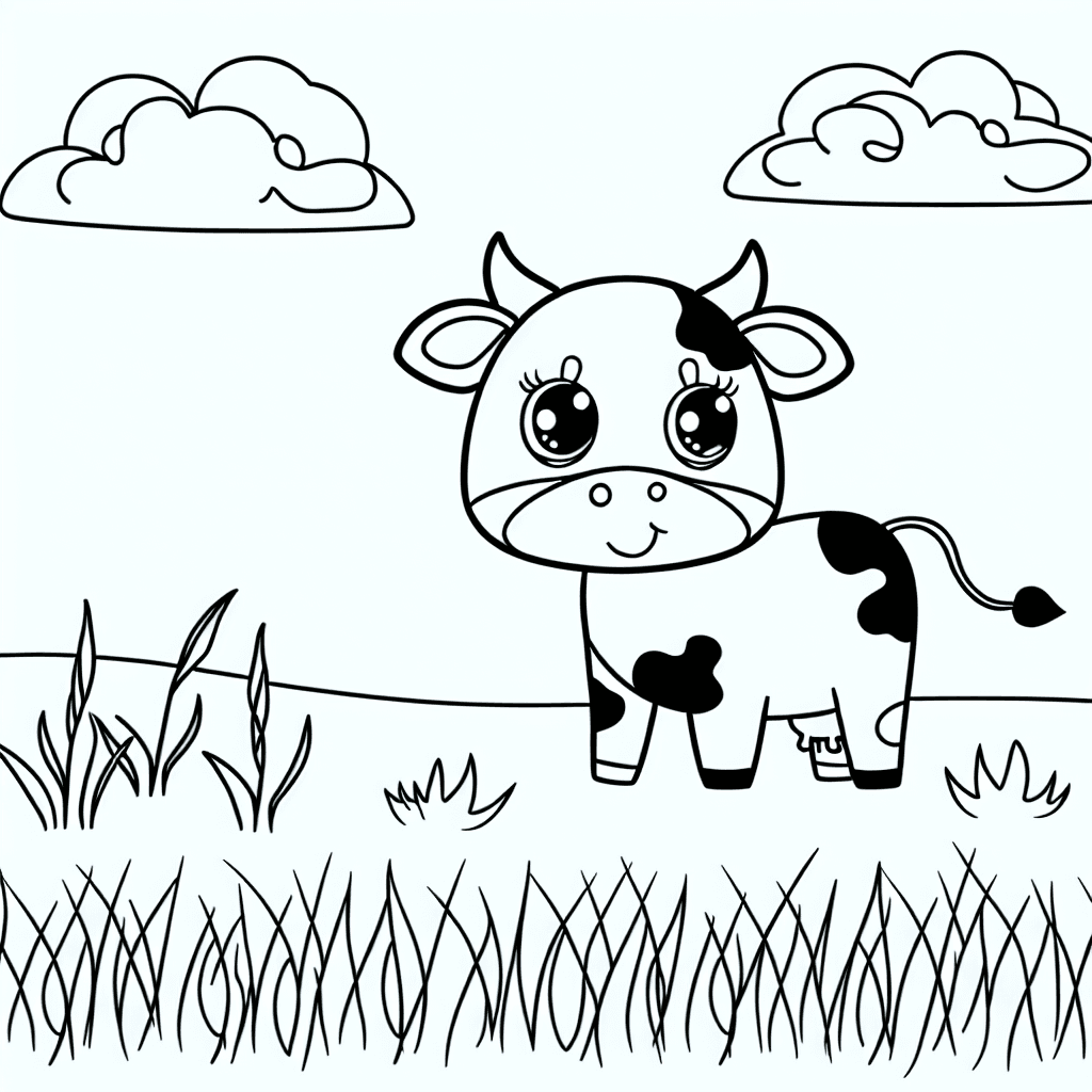 Süße Kuh auf der Wiese Ausmalbild