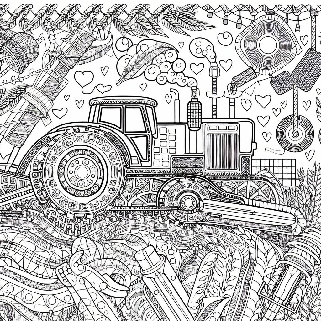 Image à colorier : Grand Tracteur à la Ferme