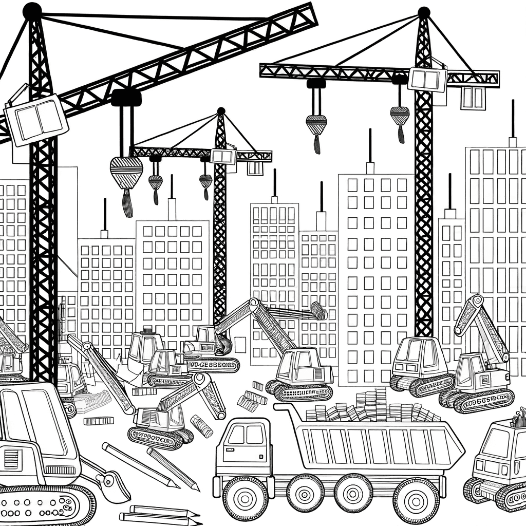 Große Stadt-Baustelle mit Kränen & Fahrzeugen