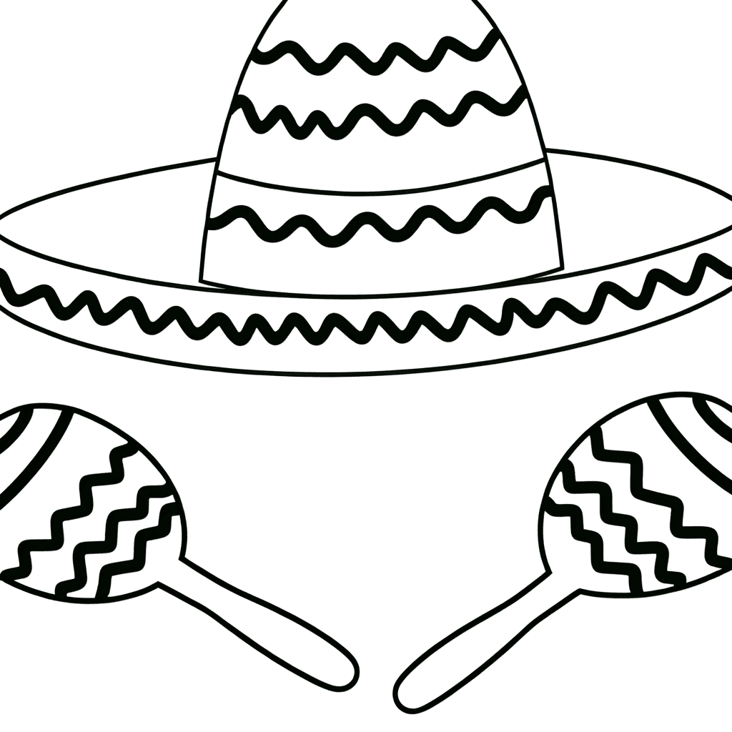 Sombrero und Maracas Ausmalbild