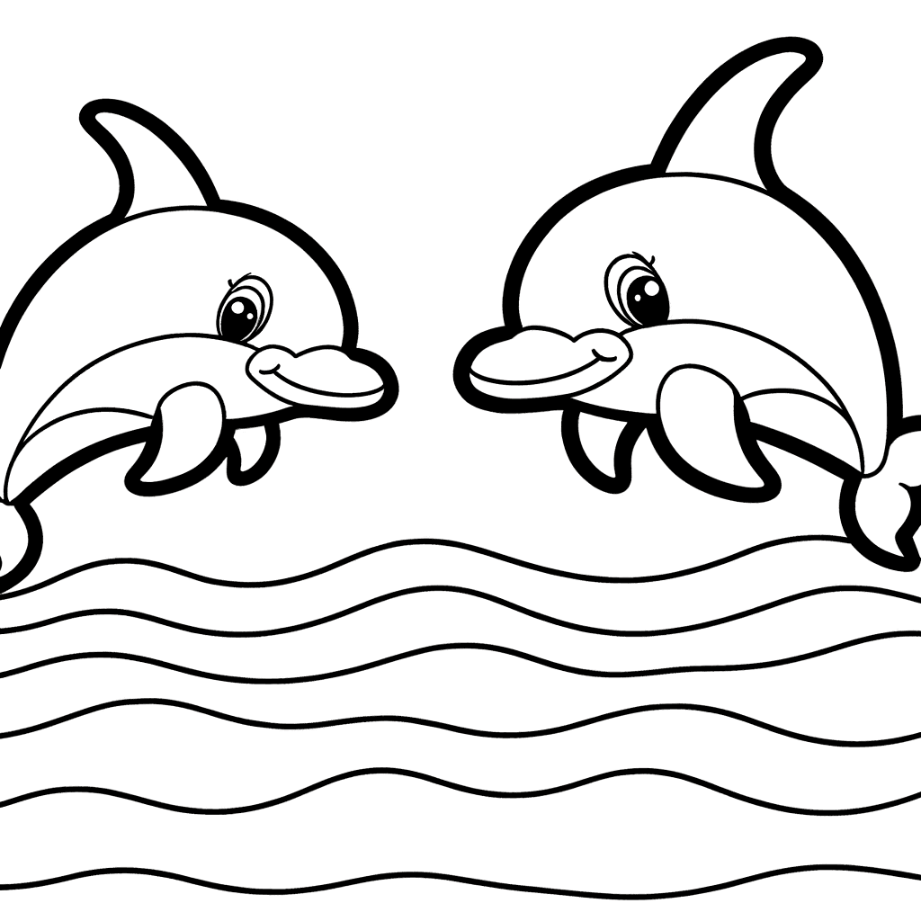 Due grassi amici delfini da colorare