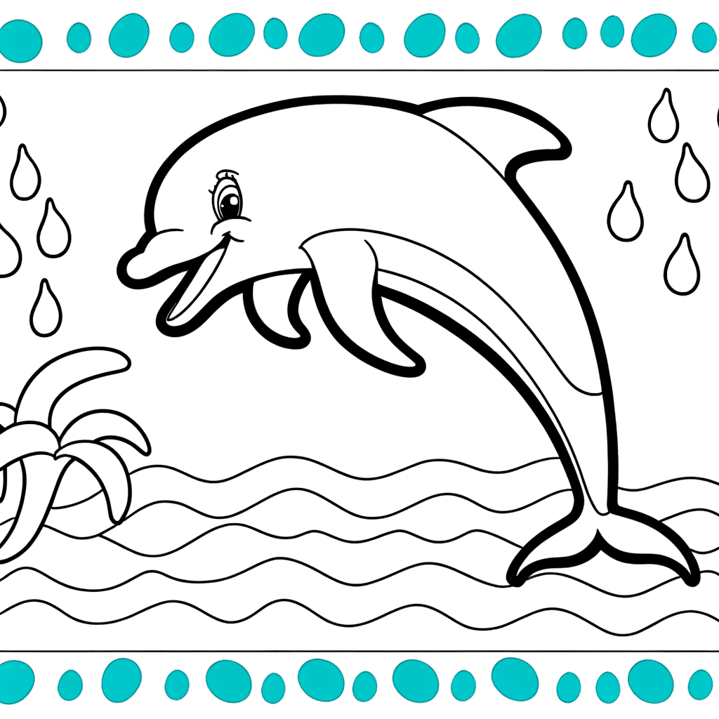 Fröhlicher dicker Delfin zum Ausmalen
