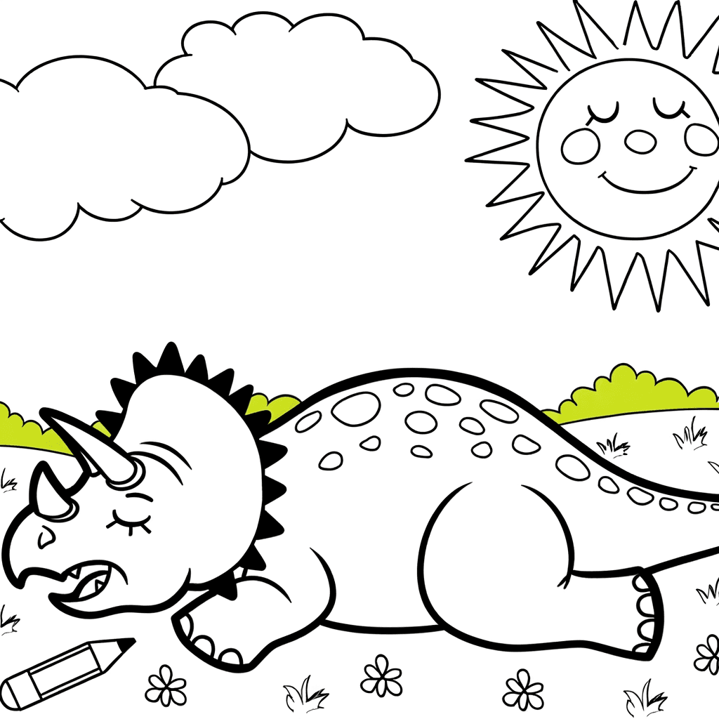 Schlafender Triceratops unter der lachenden Sonne