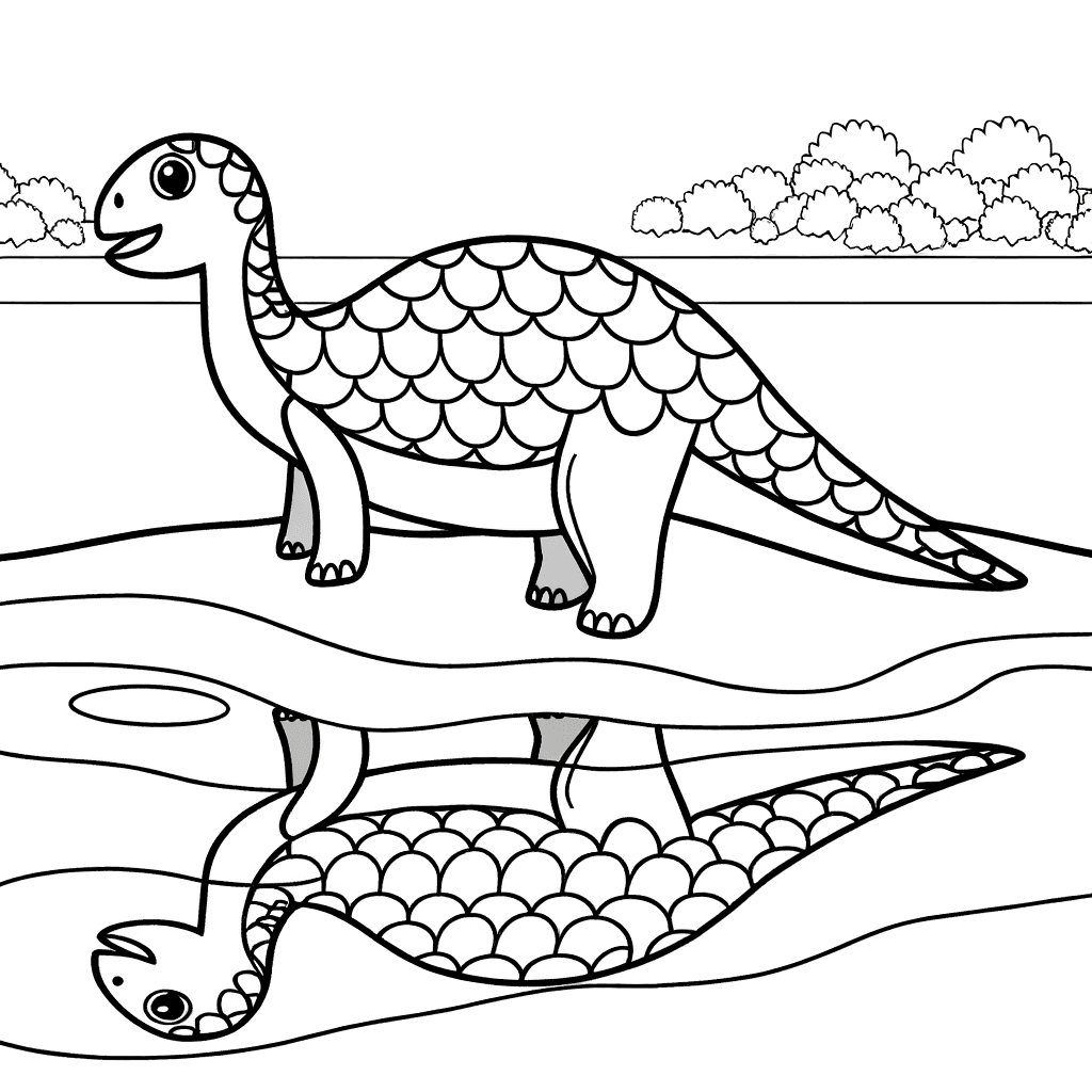 Parasaurolophus am Flussufer Ausmalbild