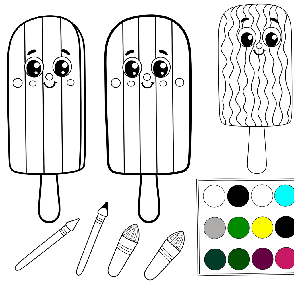 Lustiges Wassereis am Stiel Ausmalbild