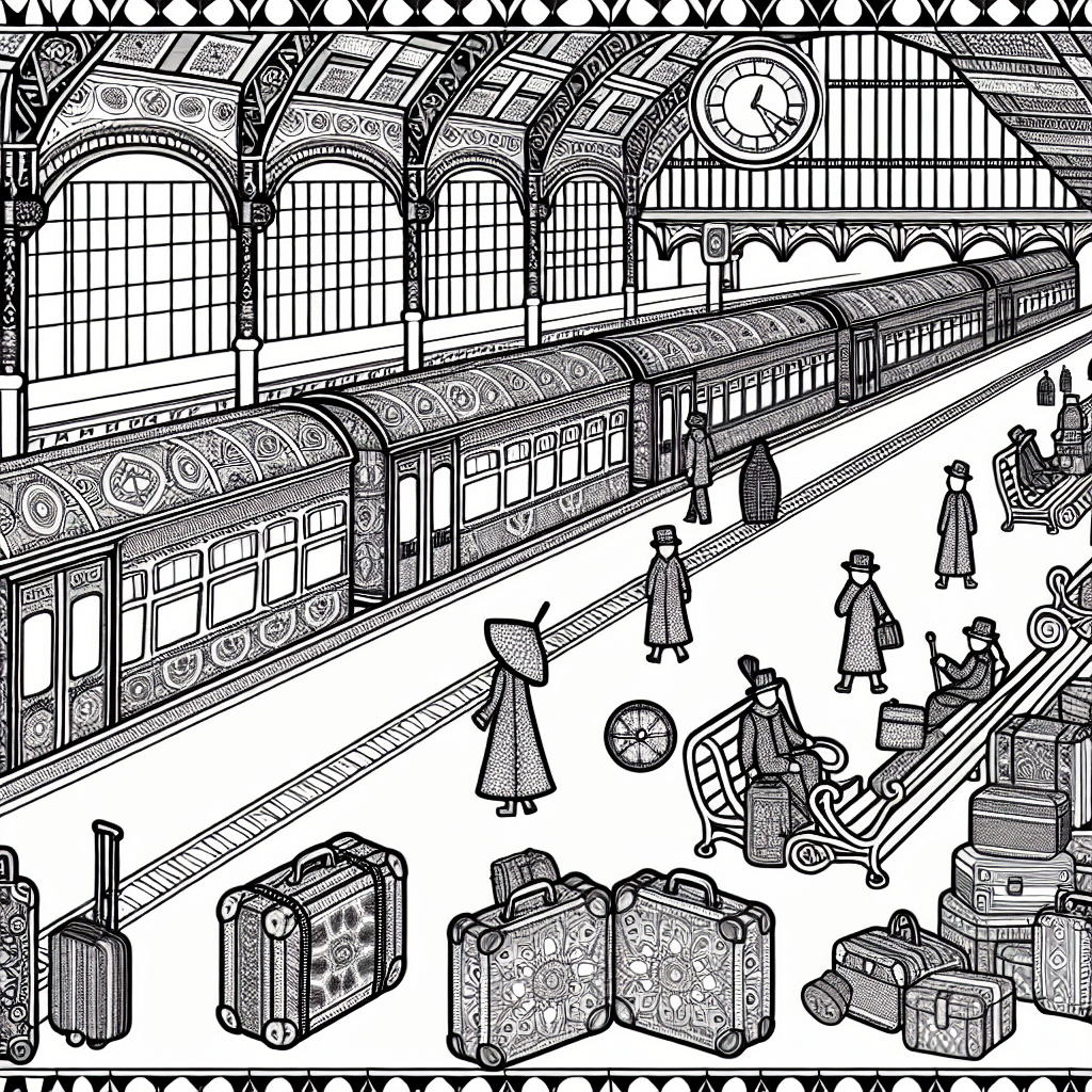 Dessin à colorier de gare ancienne