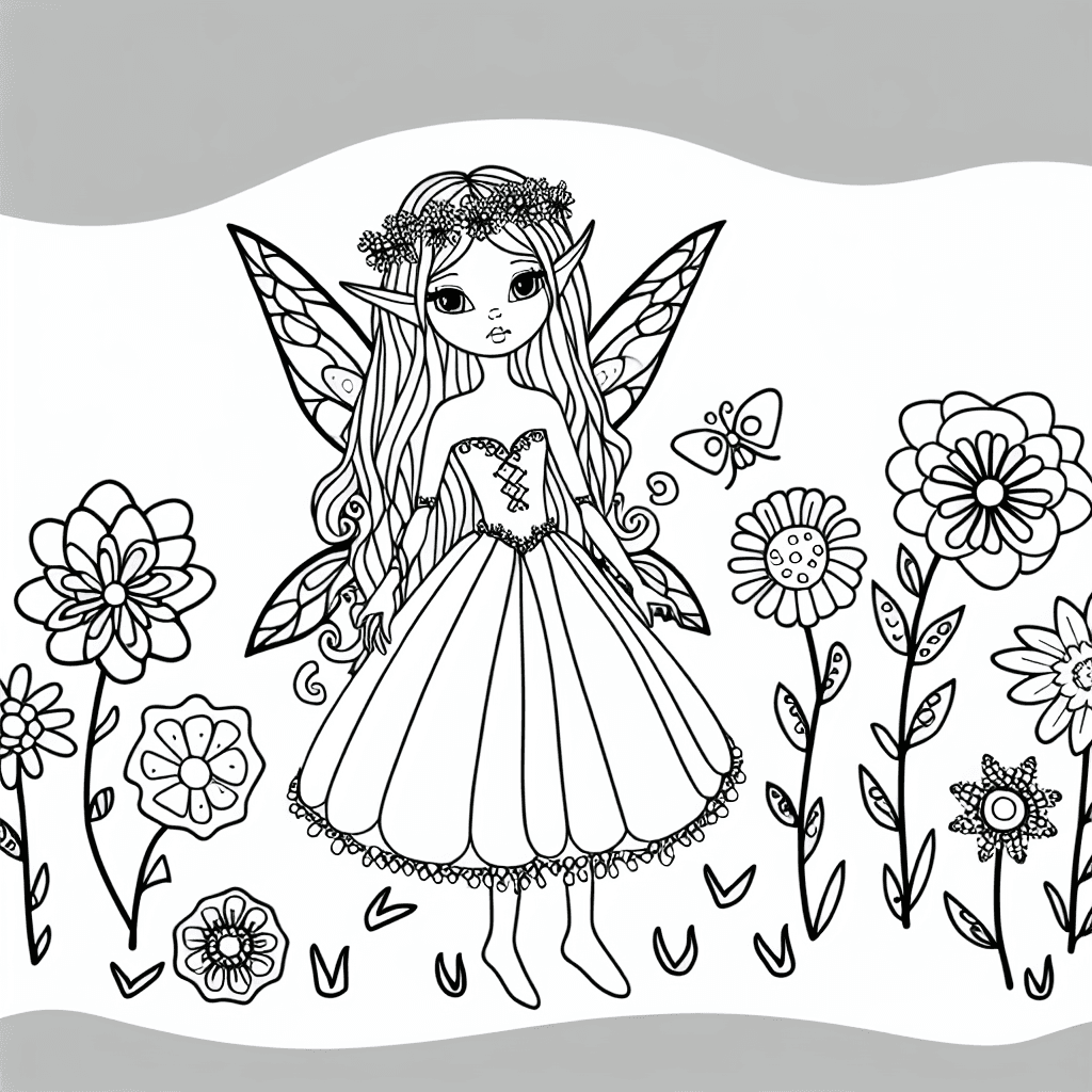 Fée sur une prairie fleurie