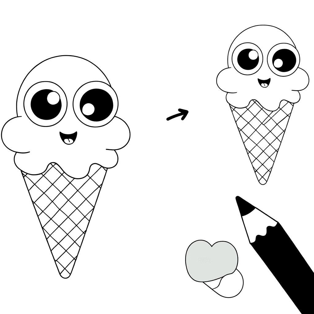 Lustiges Eis in der Waffel Ausmalbild