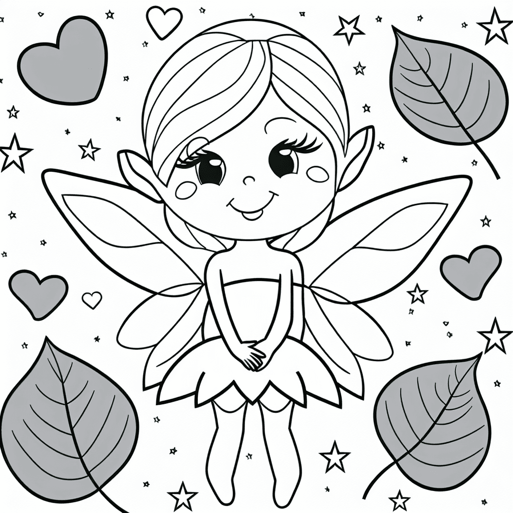 Lachende fee met harten en sterren