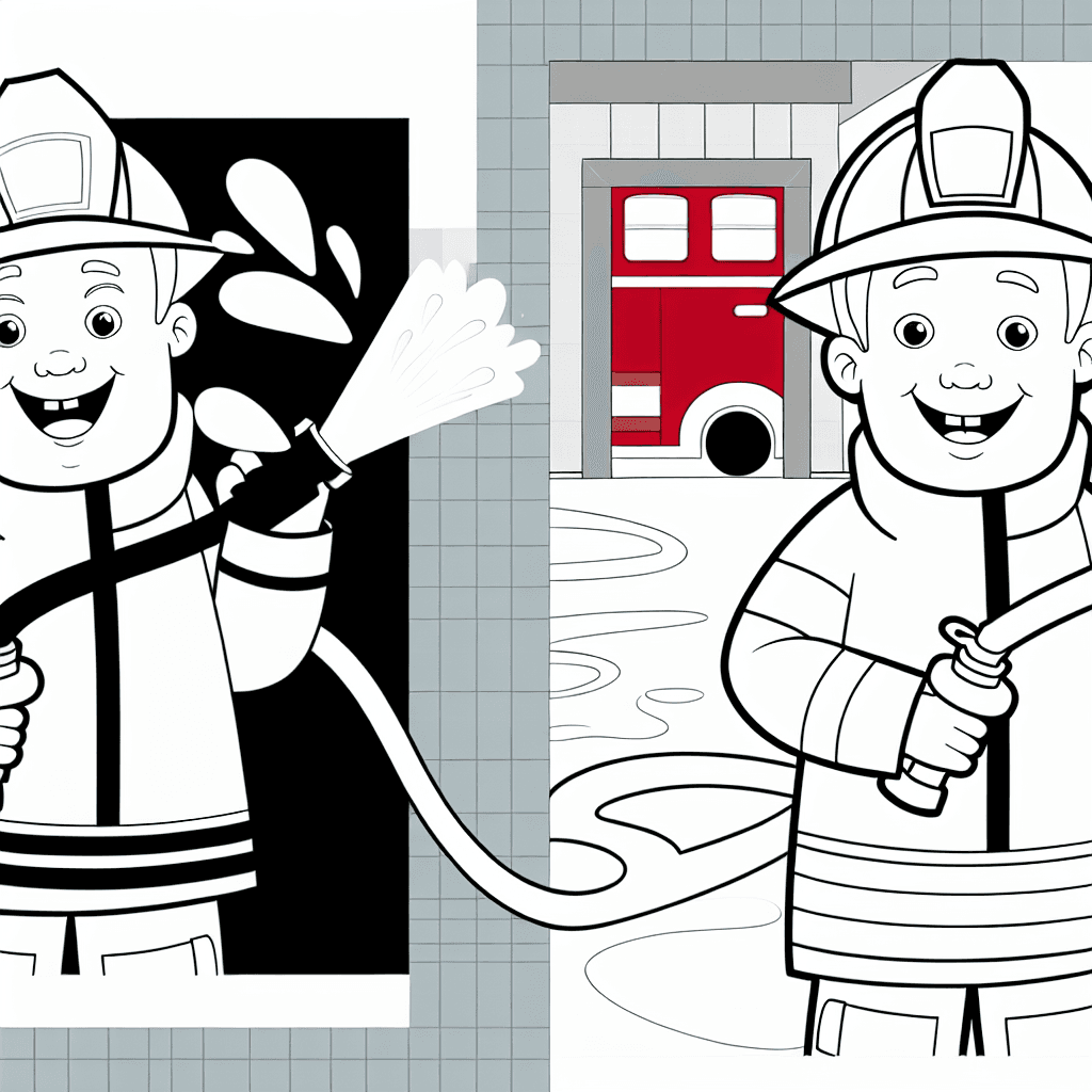 Bombero Feliz con Manguera de Agua
