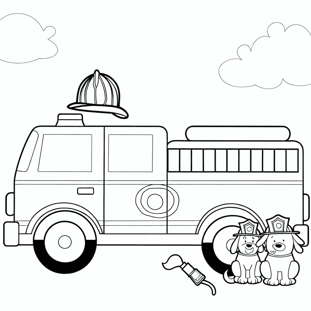 Camión de Bomberos con Perros Bomberos