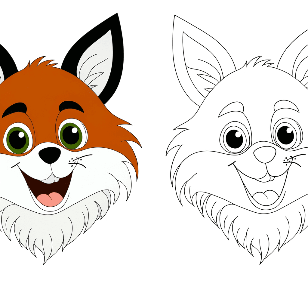 Lächelndes Fuchsgesicht Ausmalbild