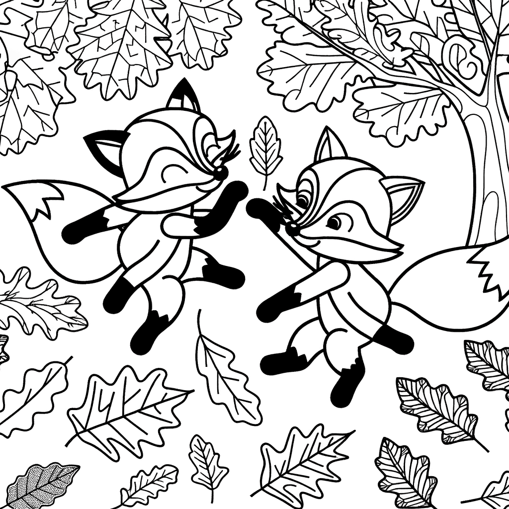 Zwei kleine Füchse im Herbstlaub