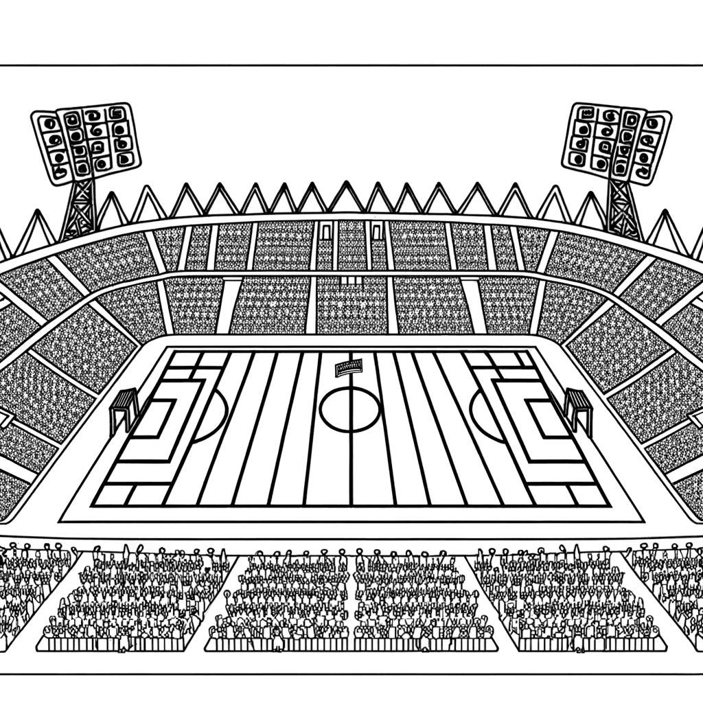 Ausmalbild: Fußballstadion aus der Vogelperspektive