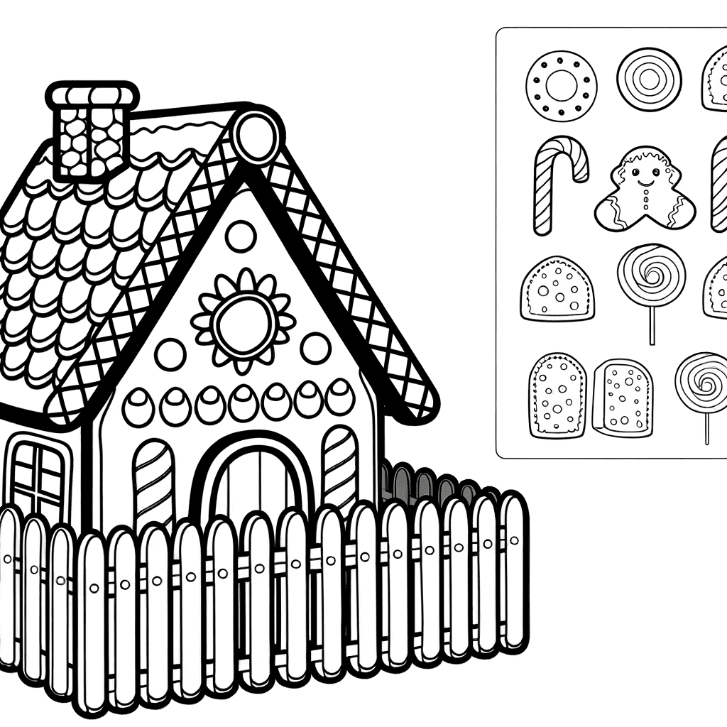 Gemütliches Lebkuchenhaus Ausmalbild