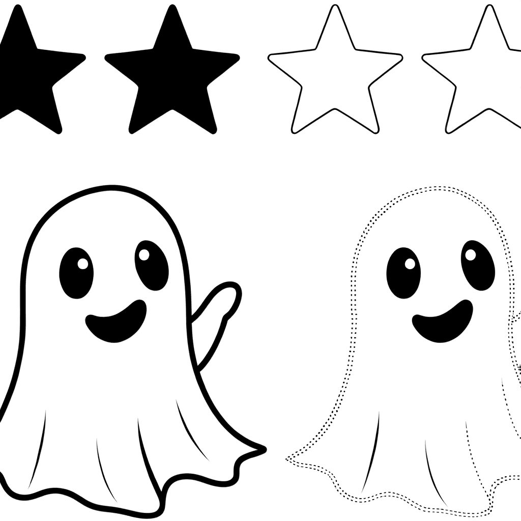 Freundliches Halloween-Gespenst mit Sternen