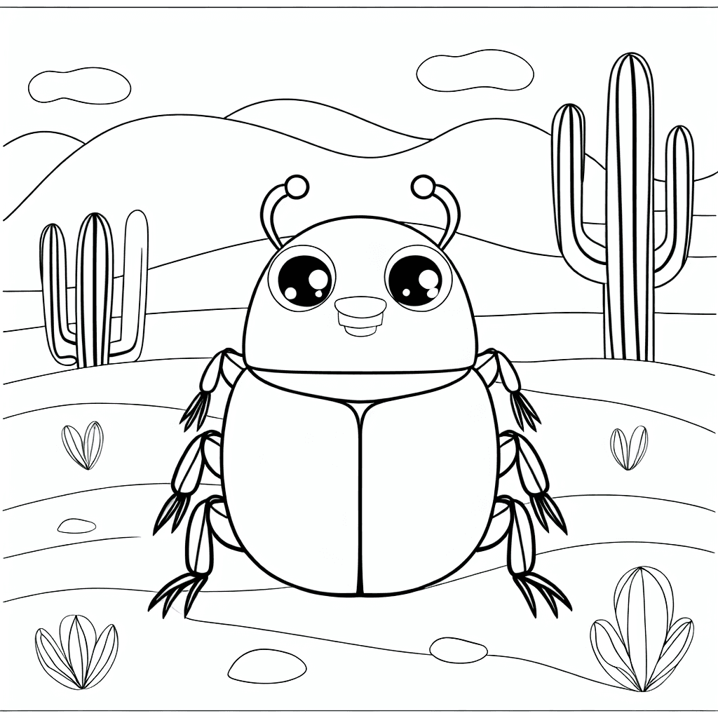 Fröhlicher Skarabäus zum Ausmalen