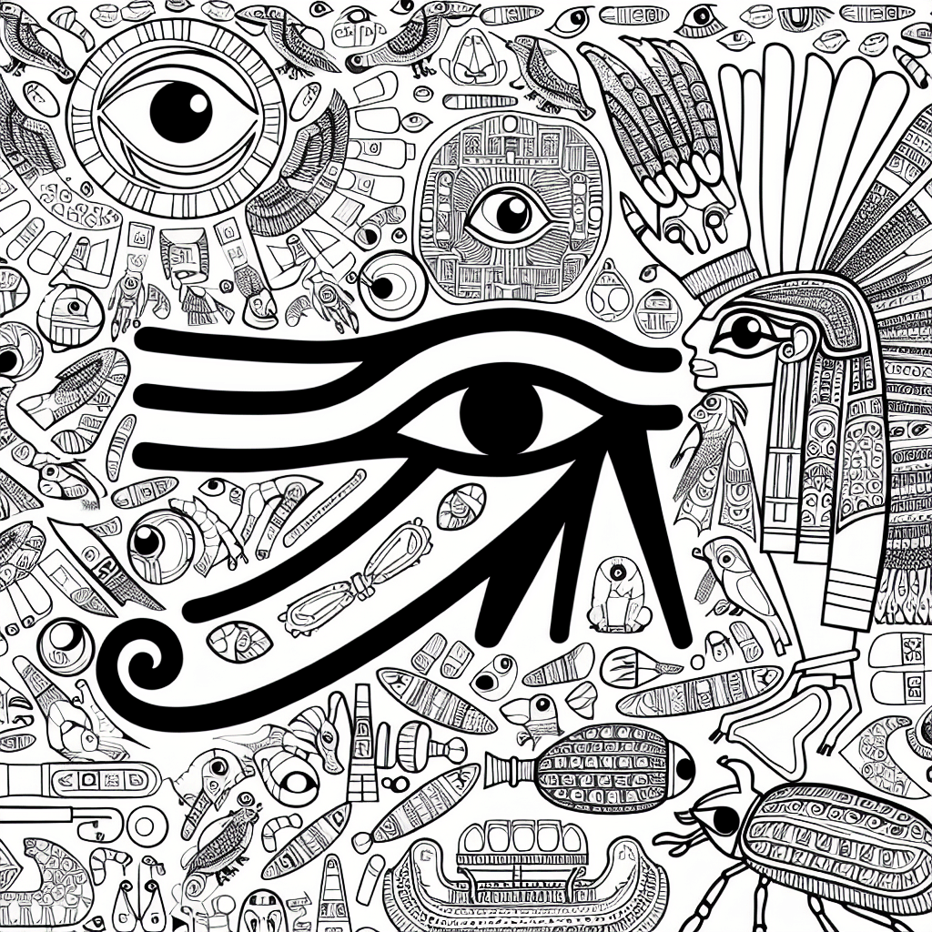 Ägyptische Hieroglyphen Ausmalbild