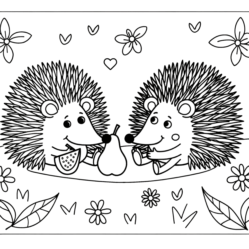 Zwei Igel beim Picknick auf der Wiese