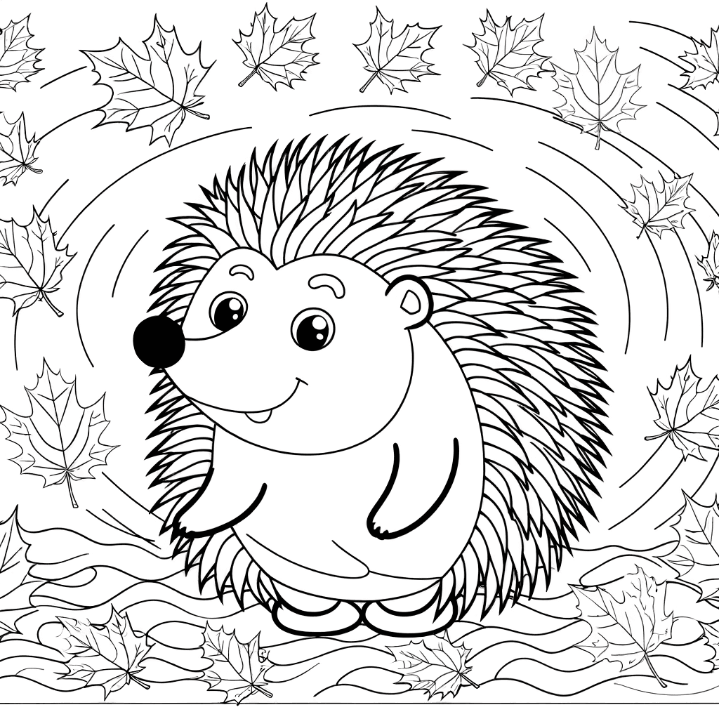 Igel im Herbstlaub Ausmalbild
