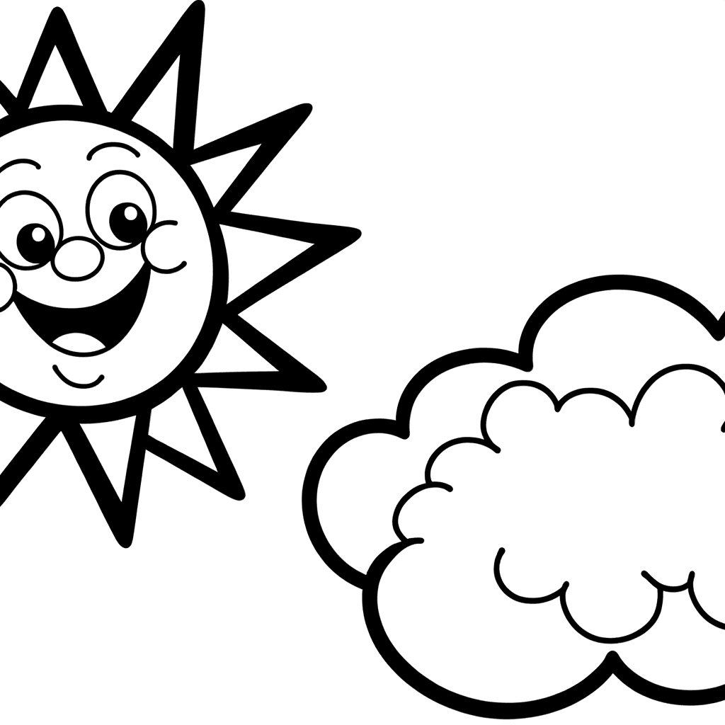 Lachende Sonne mit Wolke Ausmalbild