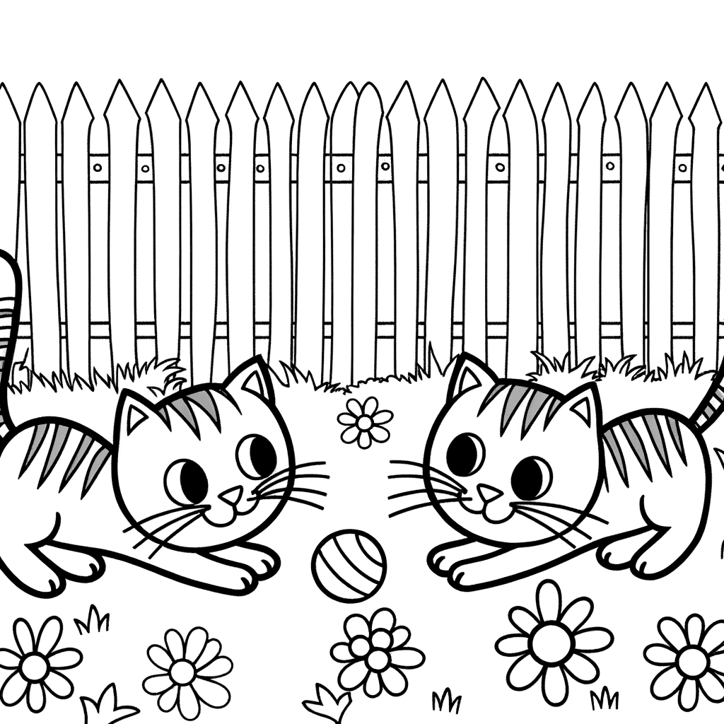 Zwei verspielte Kätzchen im Garten