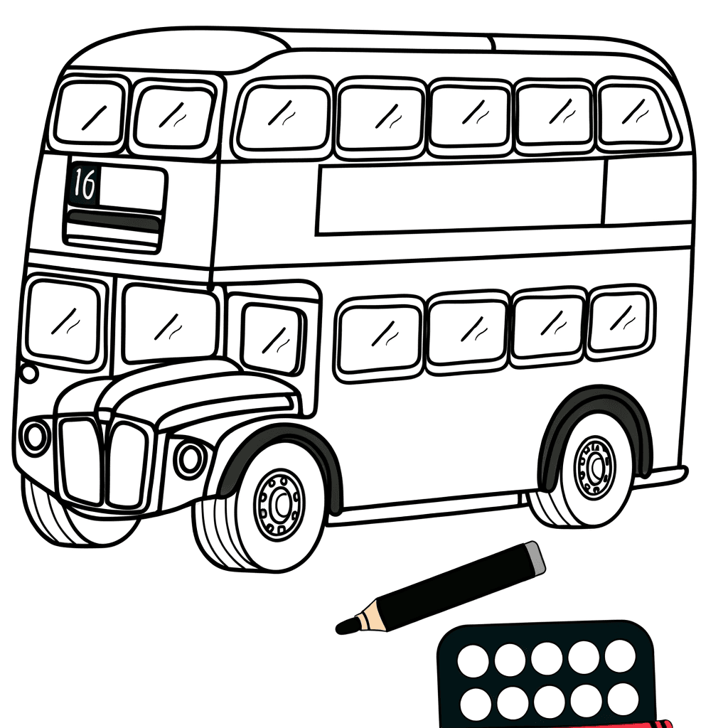 Roter Londoner Doppeldeckerbus Ausmalbild