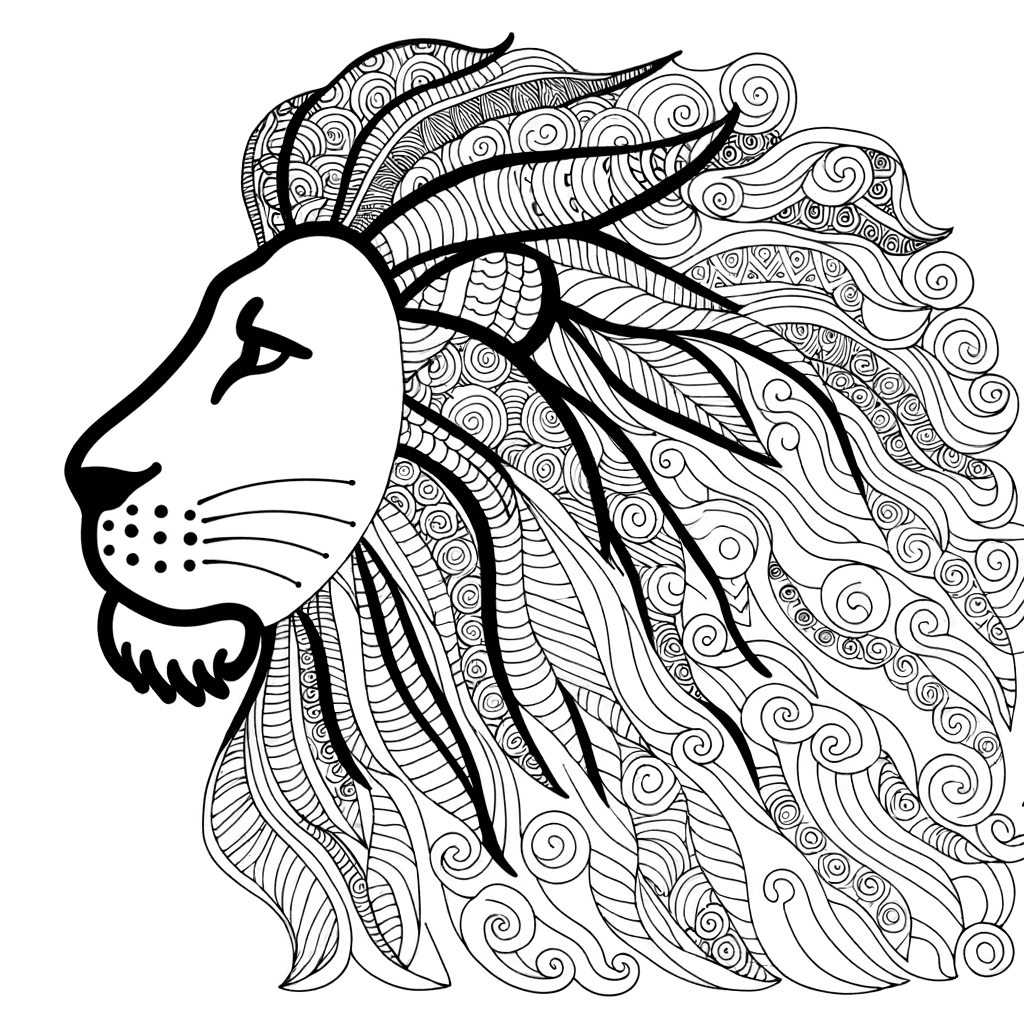 Majestätischer Löwenkopf: Zentangle Ausmalbild