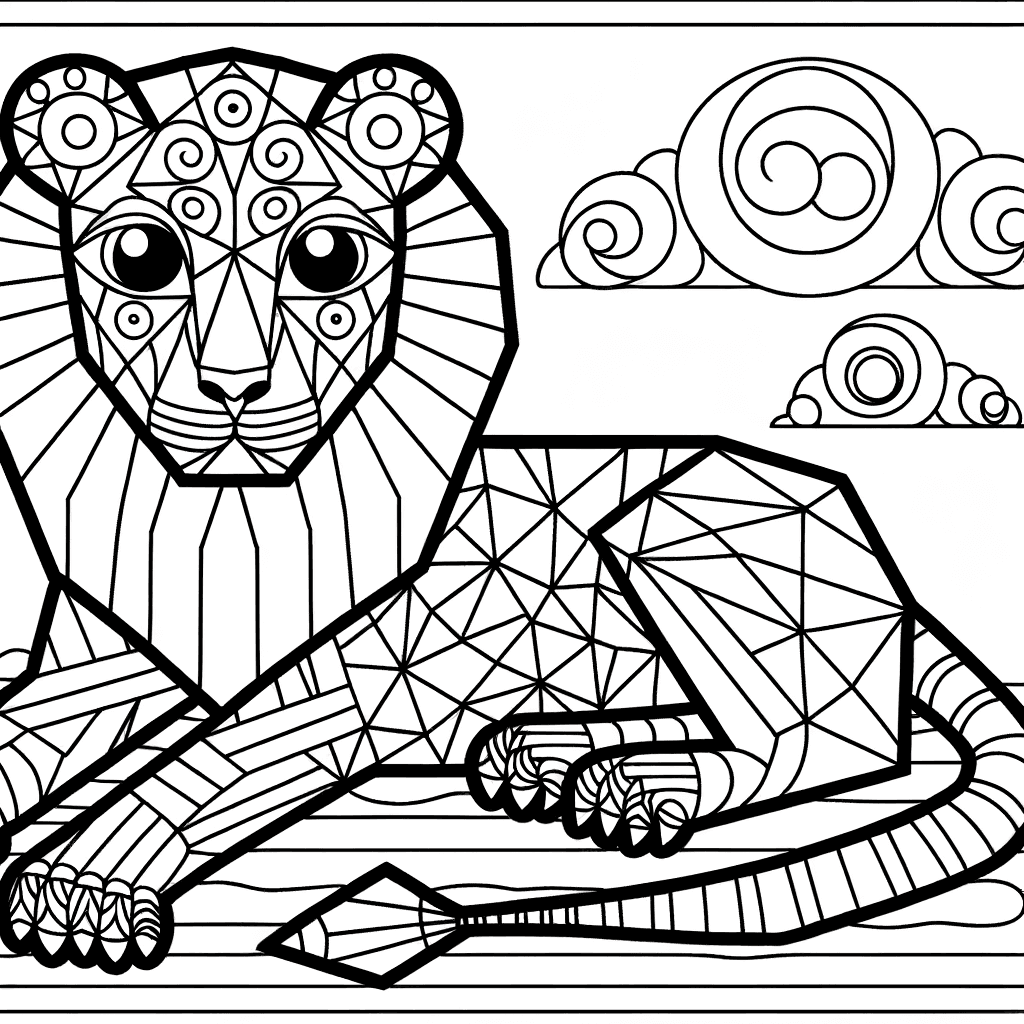Geometrischer Löwe im Polygon-Stil