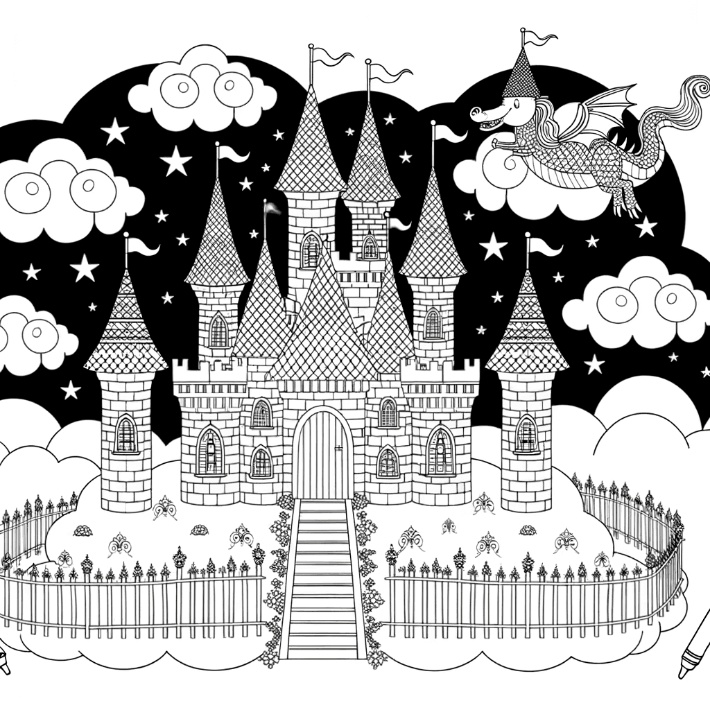 Majestätisches Märchenschloss auf einer Wolke