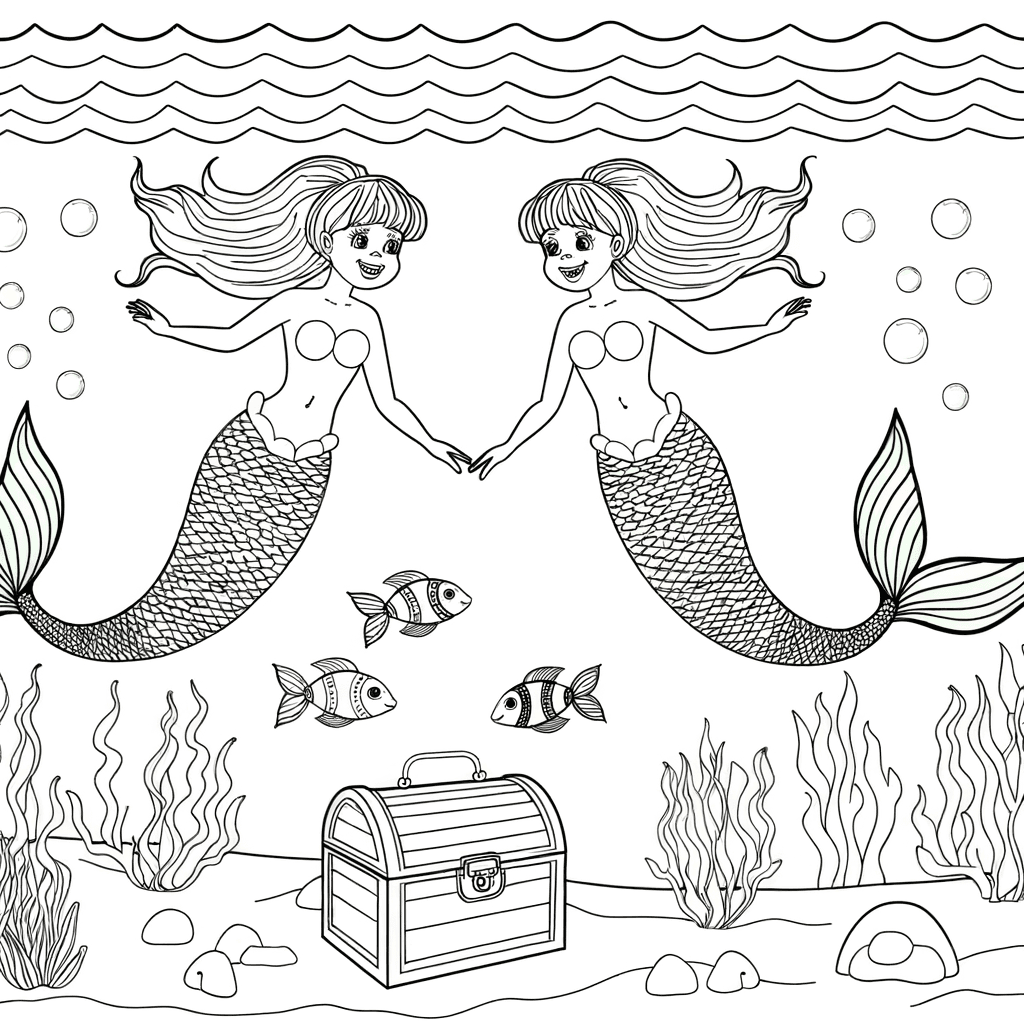 Zwei Meerjungfrauen-Freundinnen im Ozean