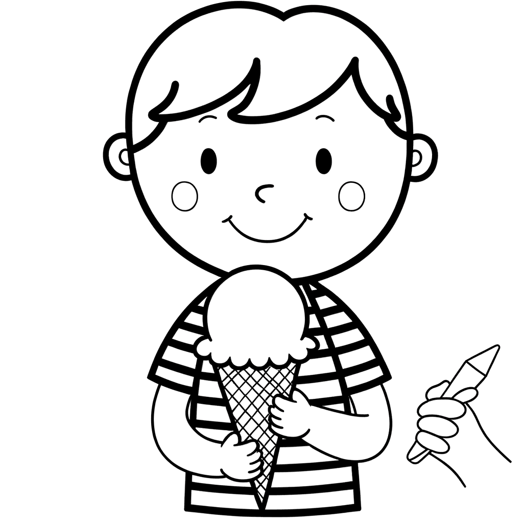 Kleiner Junge mit großem Eis