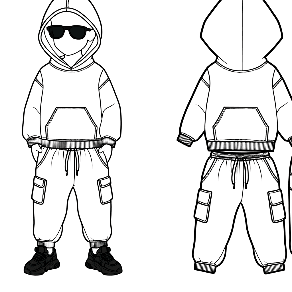 Cooles Model im Hoodie & Jogginghose Ausmalbild