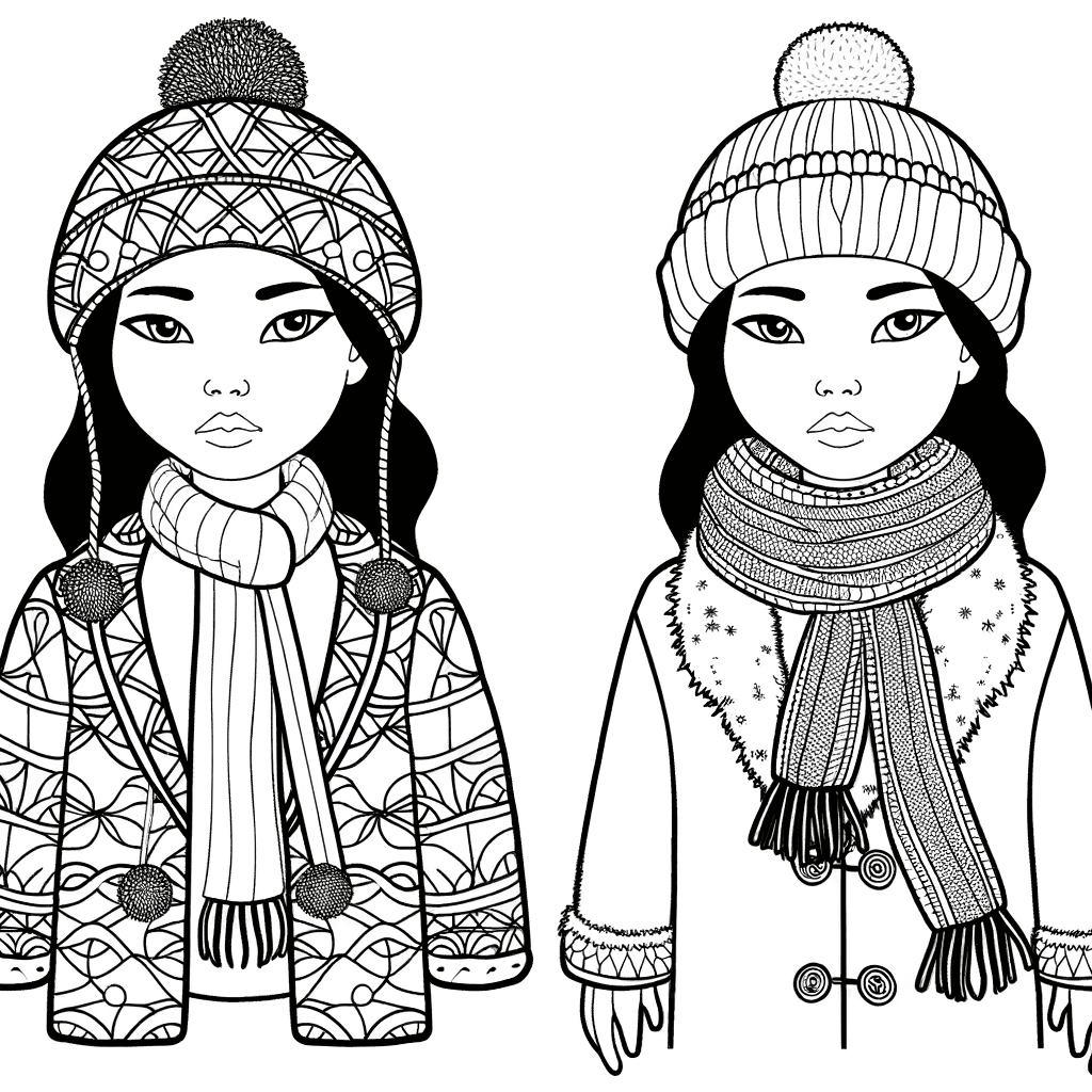 Modelo de invierno con gorro de lana y abrigo de peluche