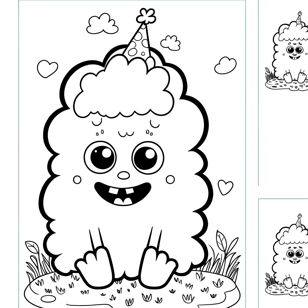 Freundliches Wolken-Monster mit Partykrone