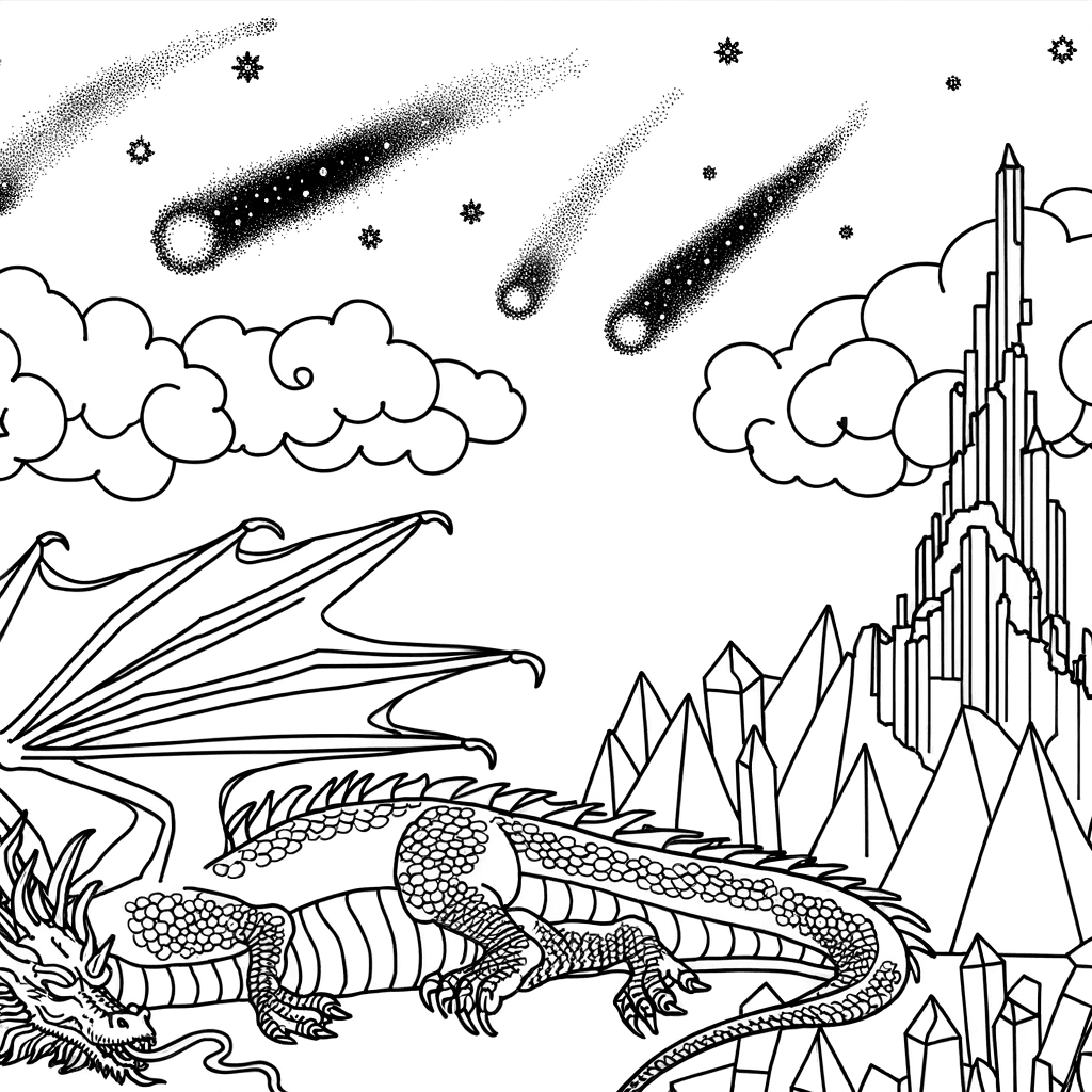 Disegno da colorare Drago su Montagna di Cristalli