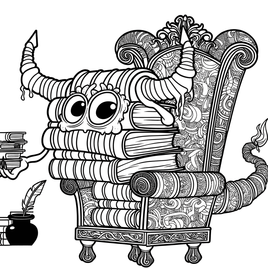 Bibliotheekmonster Kleurplaat: Magisch Boekwezen