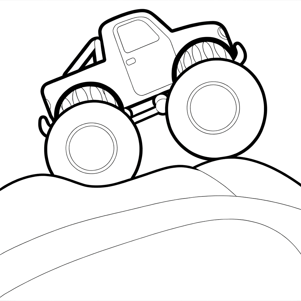 Einfacher Monstertruck auf einem Hügel