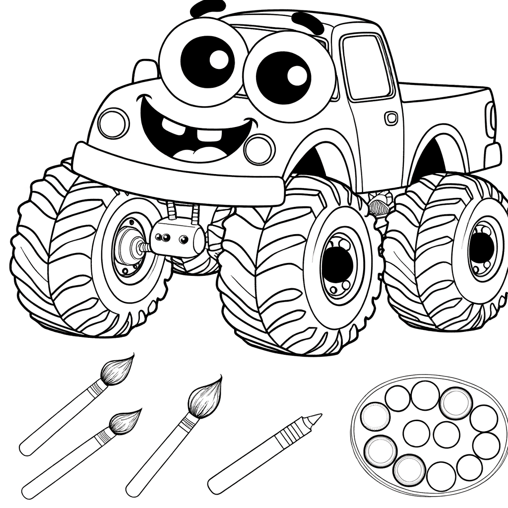Happy Monster Truck with Big Googly Eyes