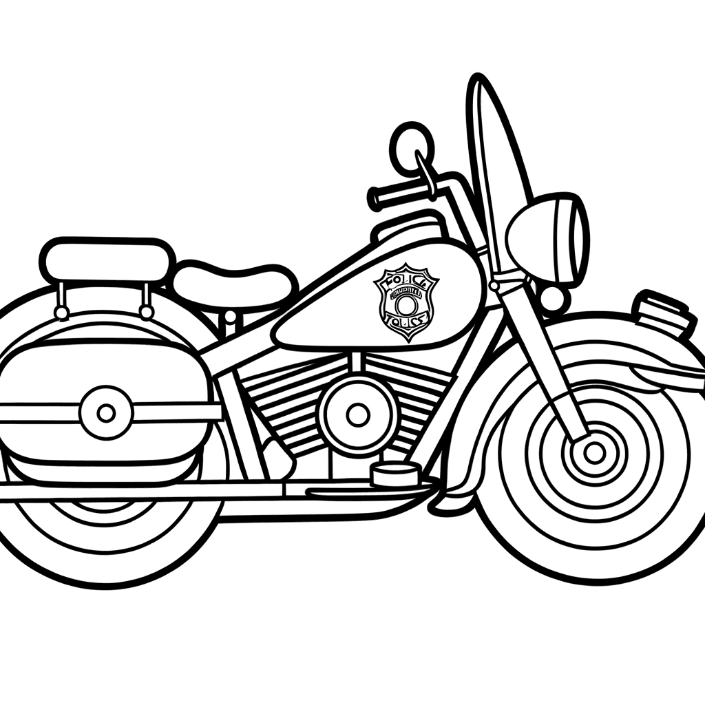 Klassisches Polizeimotorrad Ausmalbild