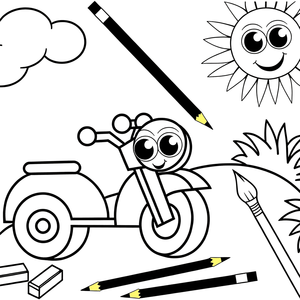 Lustiges Motorrad mit lachenden Augen