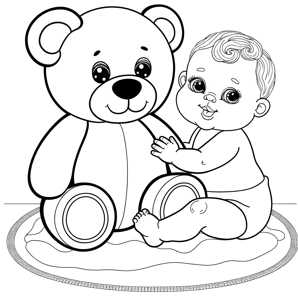 Baby mit Teddybär Ausmalbild