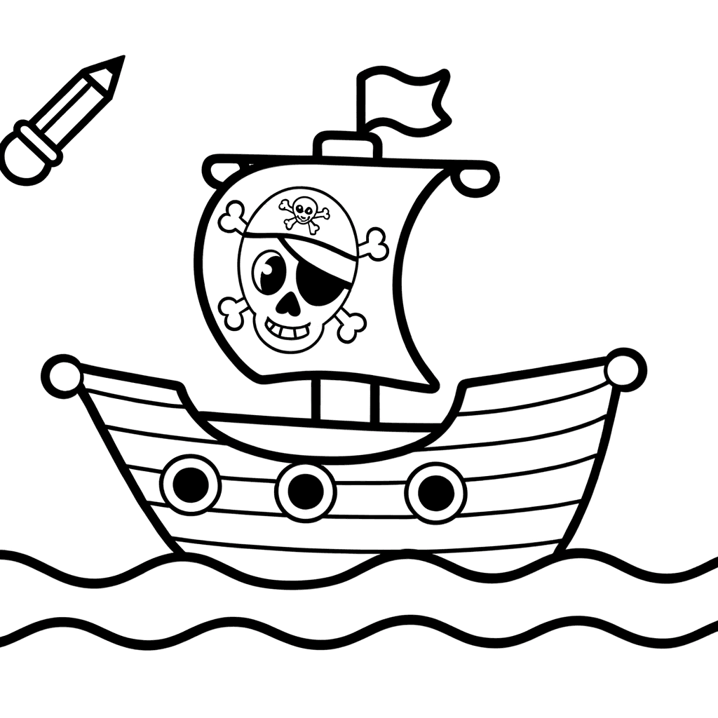 Piccola nave pirata su un'onda