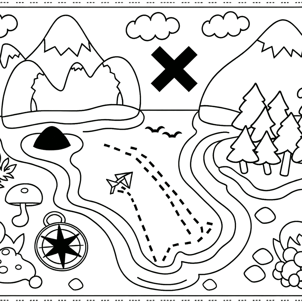 Piraten-Schatzkarte Ausmalbild