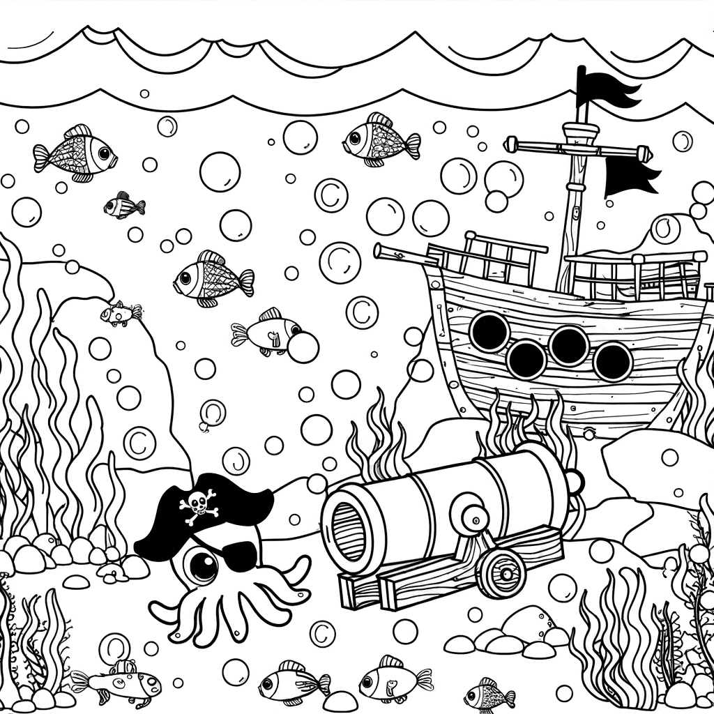 Piraten Scheepswrak met Octopus onder Water