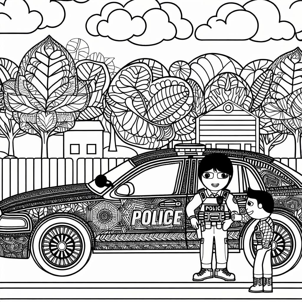 Polizeiauto im Einsatz Ausmalbild